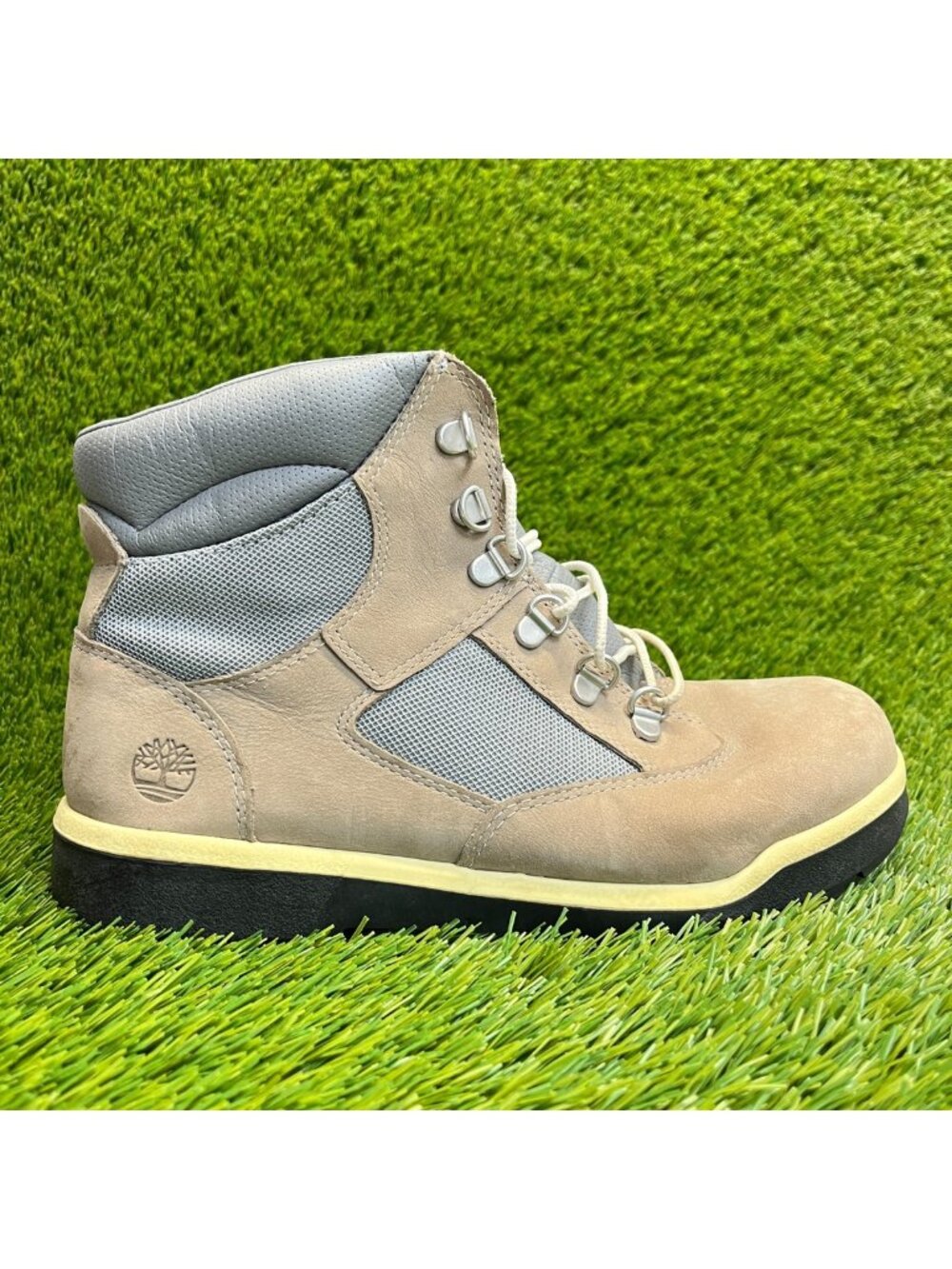 Timberland 6-Inch Field Boys Size 7Y Brown Gray Athletic Outdoor Leather Boots